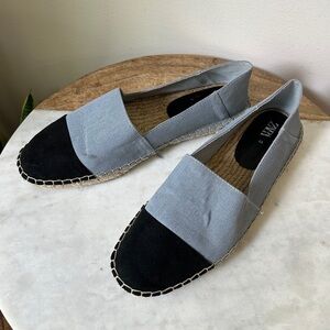 ZARA Esparto Espadrilles slip on Flats Denim blue black Size EU 39 womens US 8.5